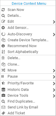 Device Context Menu