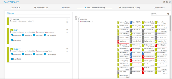 Select Sensors Manually Tab