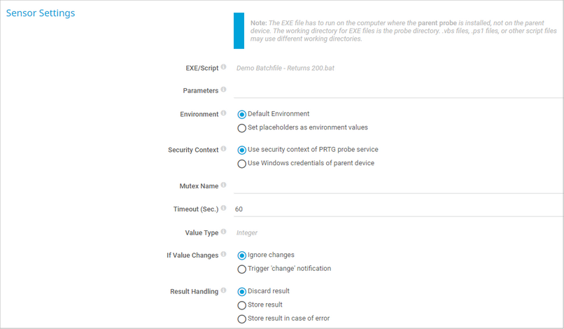 Sensor Settings